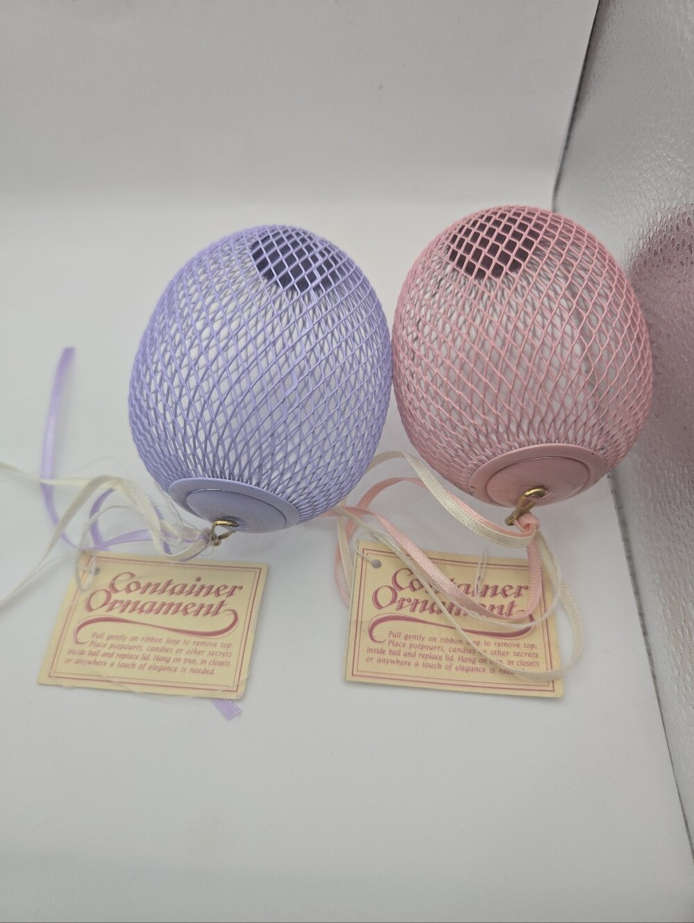 Set of 2 Vintage Midwest Imports Mesh Container Ornaments